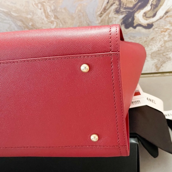 Sold! Chanel Medium Deauville Caviar Studded Red Leather Tote - Picture 9 of 15